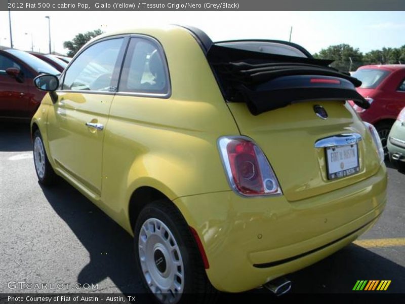 Giallo (Yellow) / Tessuto Grigio/Nero (Grey/Black) 2012 Fiat 500 c cabrio Pop