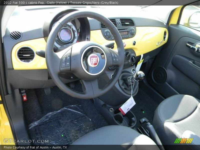 Giallo (Yellow) / Tessuto Grigio/Nero (Grey/Black) 2012 Fiat 500 c cabrio Pop