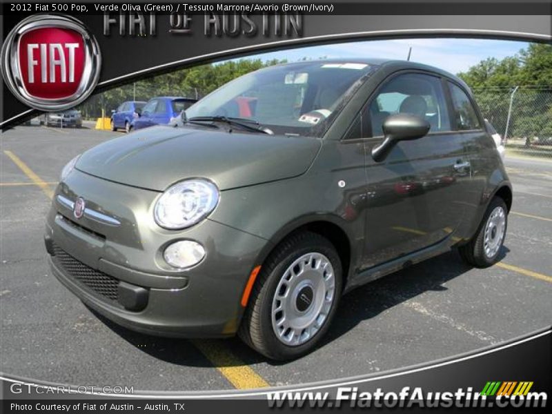 Verde Oliva (Green) / Tessuto Marrone/Avorio (Brown/Ivory) 2012 Fiat 500 Pop