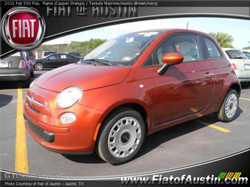 Rame (Copper Orange) / Tessuto Marrone/Avorio (Brown/Ivory) 2012 Fiat 500 Pop