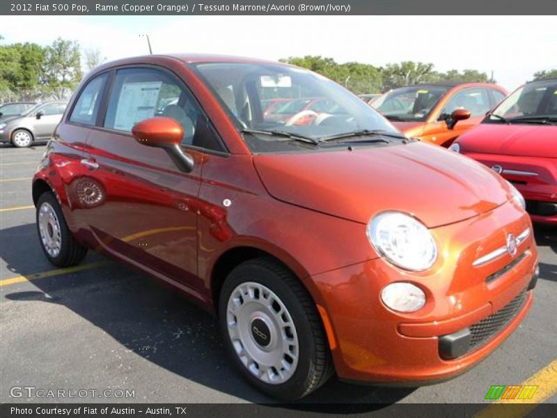 Rame (Copper Orange) / Tessuto Marrone/Avorio (Brown/Ivory) 2012 Fiat 500 Pop