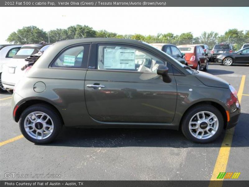 Verde Oliva (Green) / Tessuto Marrone/Avorio (Brown/Ivory) 2012 Fiat 500 c cabrio Pop
