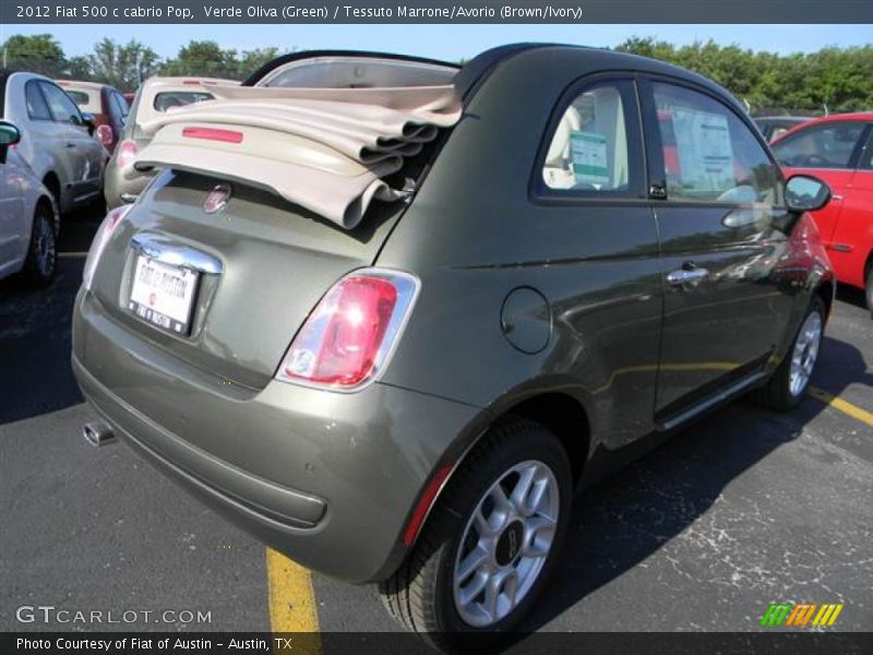 Verde Oliva (Green) / Tessuto Marrone/Avorio (Brown/Ivory) 2012 Fiat 500 c cabrio Pop