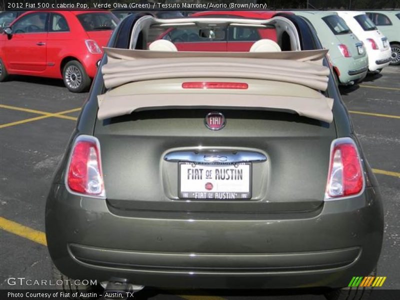Verde Oliva (Green) / Tessuto Marrone/Avorio (Brown/Ivory) 2012 Fiat 500 c cabrio Pop