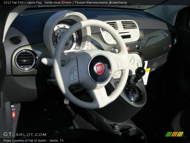 Verde Oliva (Green) / Tessuto Marrone/Avorio (Brown/Ivory) 2012 Fiat 500 c cabrio Pop