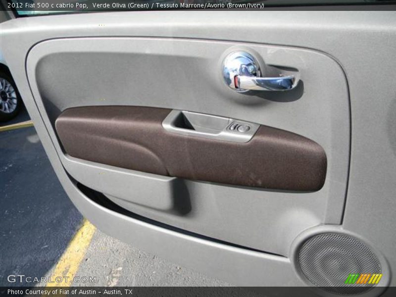 Verde Oliva (Green) / Tessuto Marrone/Avorio (Brown/Ivory) 2012 Fiat 500 c cabrio Pop