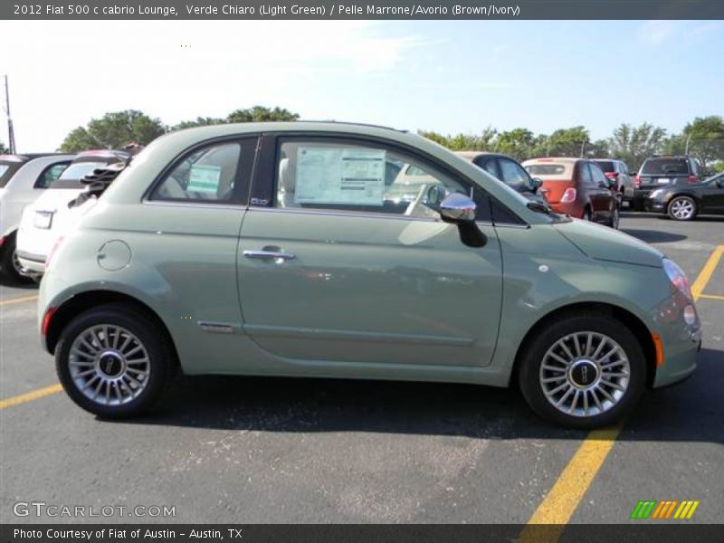 Verde Chiaro (Light Green) / Pelle Marrone/Avorio (Brown/Ivory) 2012 Fiat 500 c cabrio Lounge
