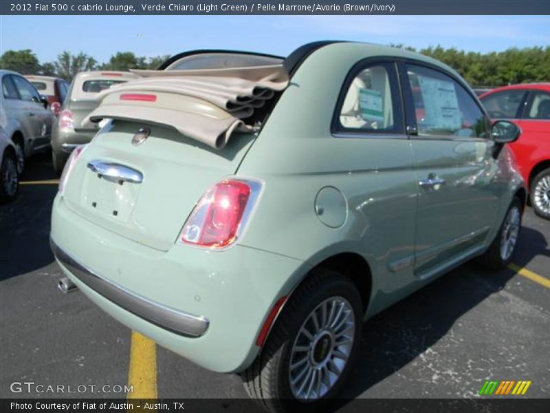 Verde Chiaro (Light Green) / Pelle Marrone/Avorio (Brown/Ivory) 2012 Fiat 500 c cabrio Lounge