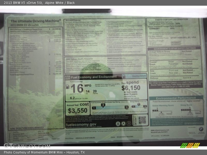Alpine White / Black 2013 BMW X5 xDrive 50i