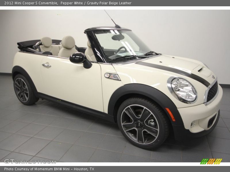 Pepper White / Gravity Polar Beige Leather 2012 Mini Cooper S Convertible