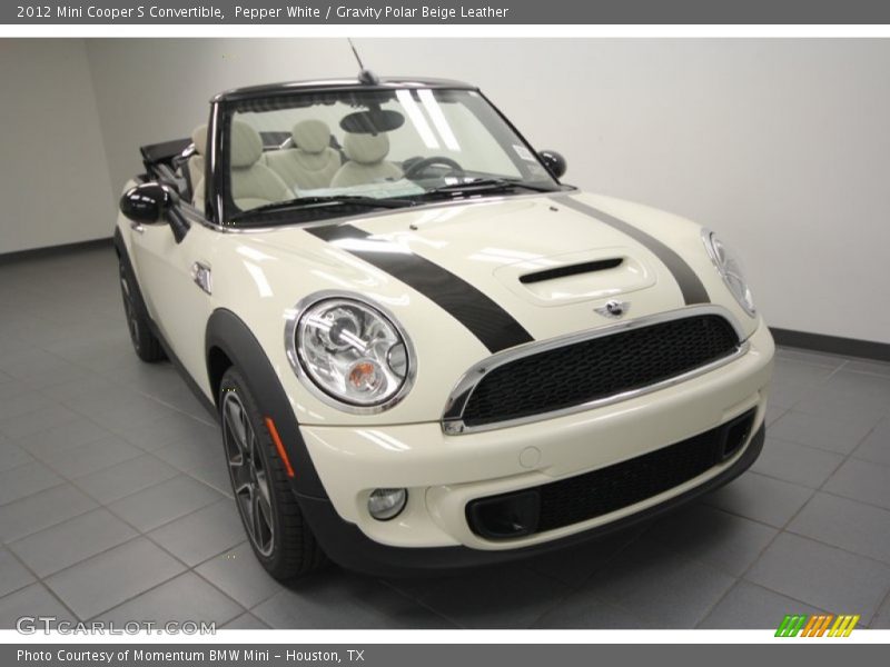 Pepper White / Gravity Polar Beige Leather 2012 Mini Cooper S Convertible