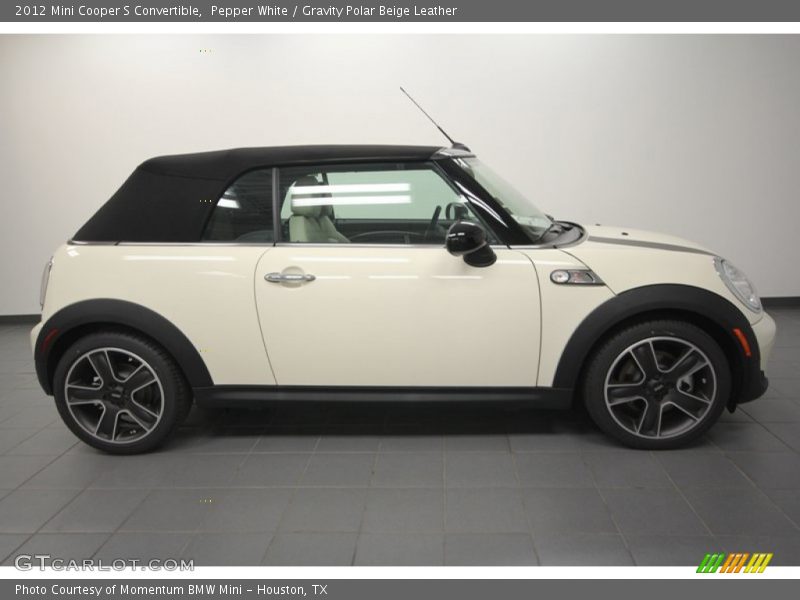 Pepper White / Gravity Polar Beige Leather 2012 Mini Cooper S Convertible