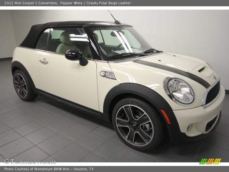 Pepper White / Gravity Polar Beige Leather 2012 Mini Cooper S Convertible