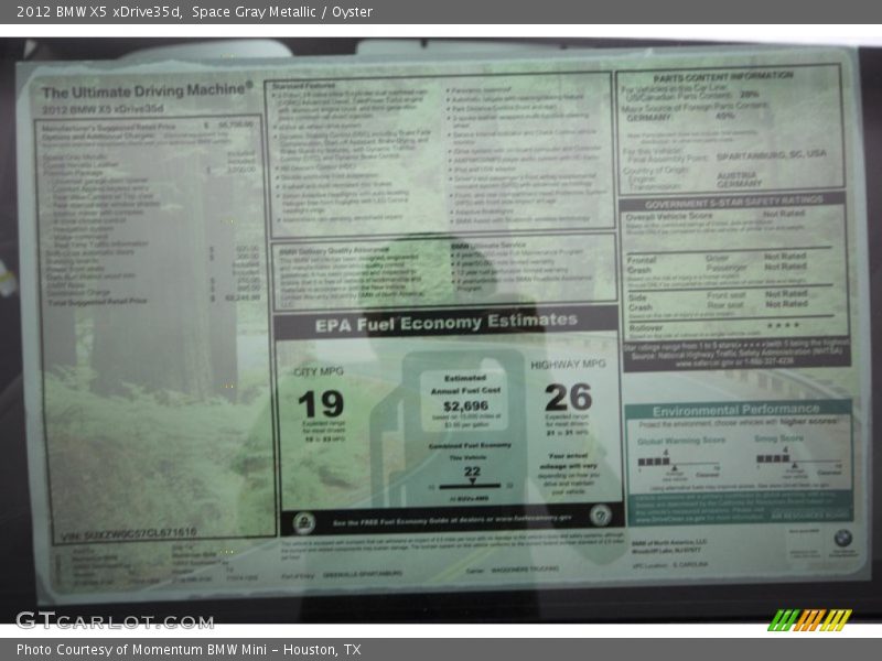 Space Gray Metallic / Oyster 2012 BMW X5 xDrive35d