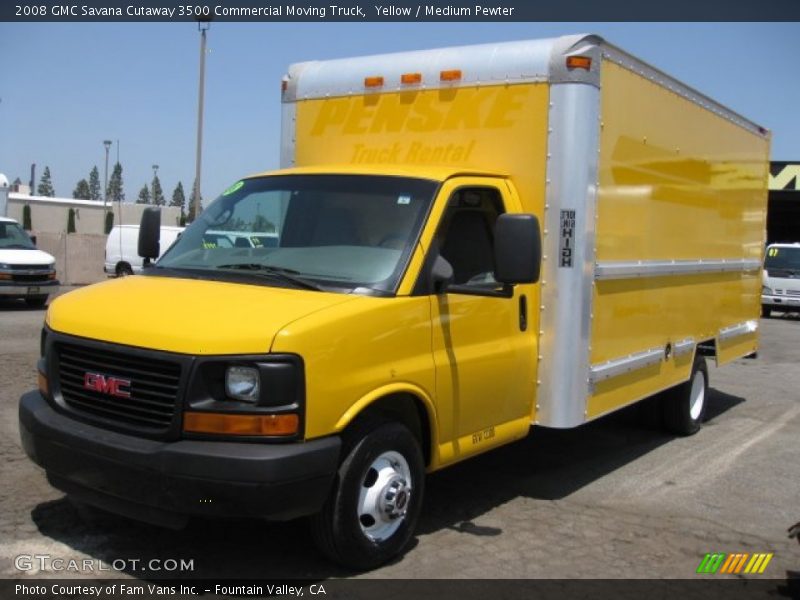 Yellow / Medium Pewter 2008 GMC Savana Cutaway 3500 Commercial Moving Truck