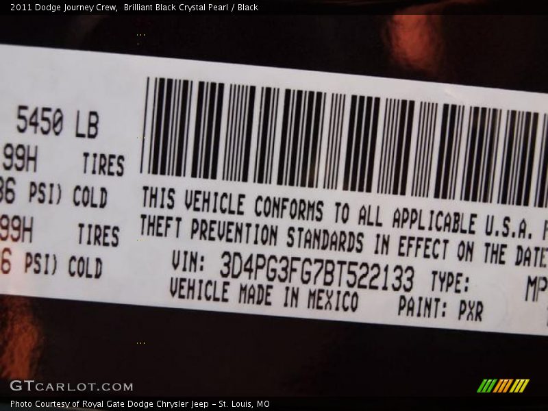 Brilliant Black Crystal Pearl / Black 2011 Dodge Journey Crew