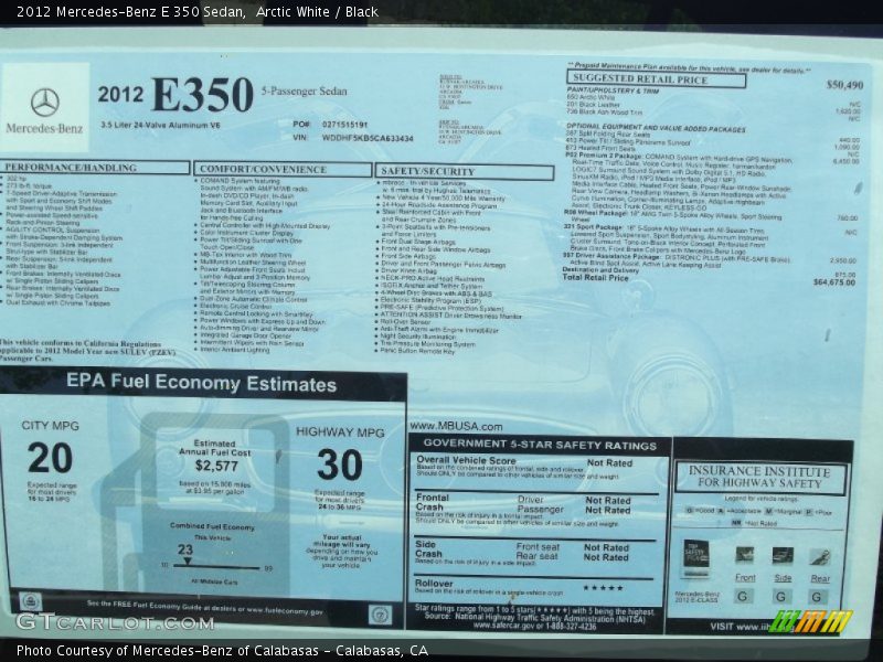 Arctic White / Black 2012 Mercedes-Benz E 350 Sedan
