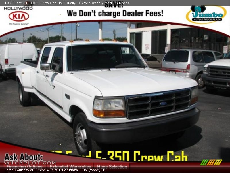Oxford White / Medium Mocha 1997 Ford F350 XLT Crew Cab 4x4 Dually
