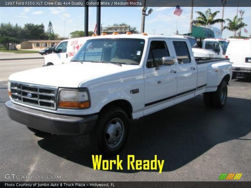 Oxford White / Medium Mocha 1997 Ford F350 XLT Crew Cab 4x4 Dually