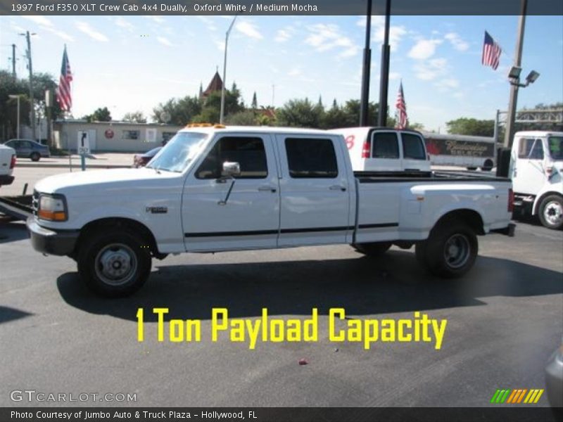 Oxford White / Medium Mocha 1997 Ford F350 XLT Crew Cab 4x4 Dually