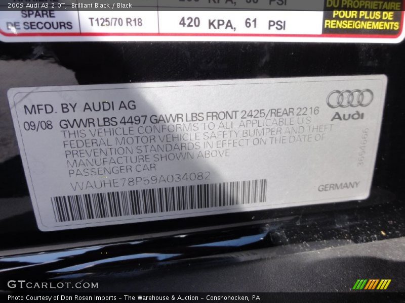 Brilliant Black / Black 2009 Audi A3 2.0T