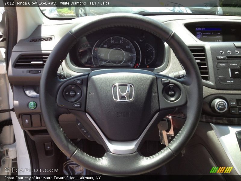 White Diamond Pearl / Beige 2012 Honda CR-V EX-L 4WD