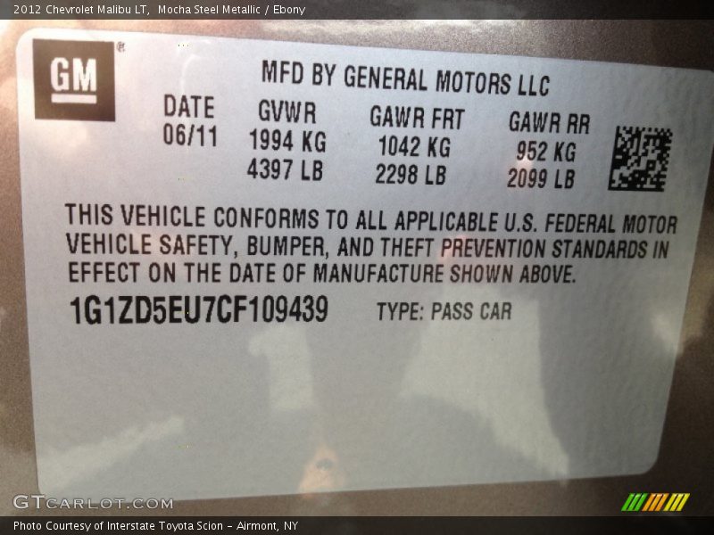 Mocha Steel Metallic / Ebony 2012 Chevrolet Malibu LT