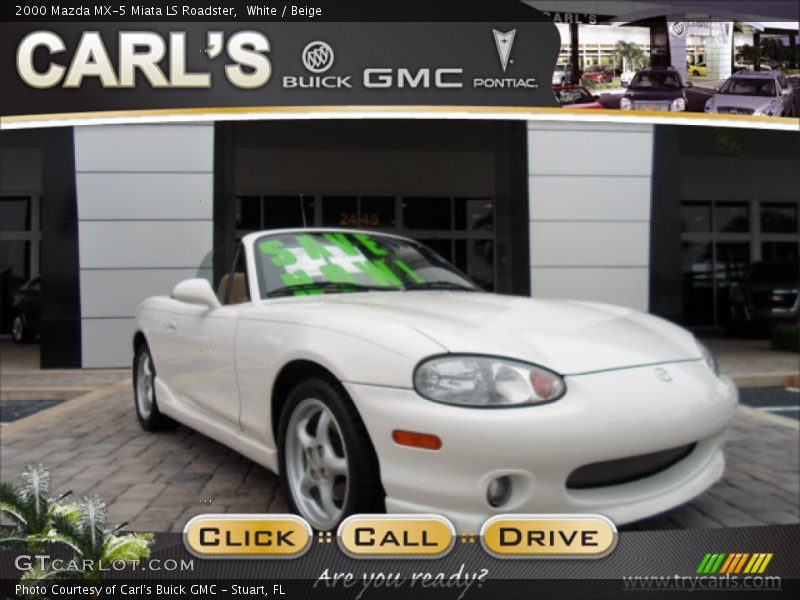 White / Beige 2000 Mazda MX-5 Miata LS Roadster