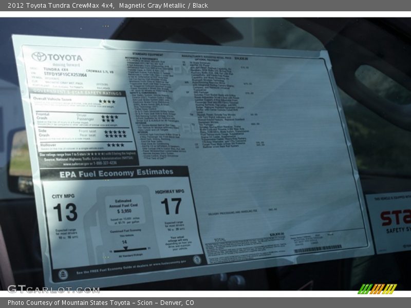 Magnetic Gray Metallic / Black 2012 Toyota Tundra CrewMax 4x4