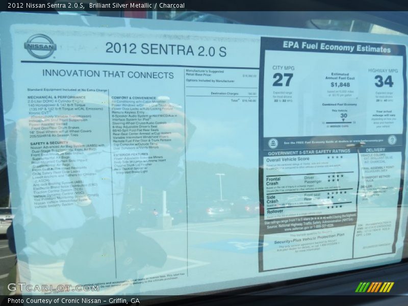Brilliant Silver Metallic / Charcoal 2012 Nissan Sentra 2.0 S