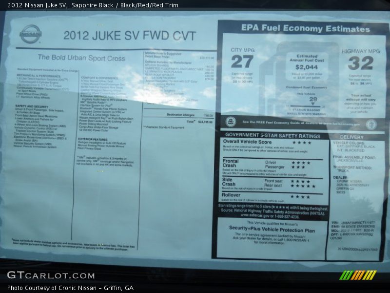 Sapphire Black / Black/Red/Red Trim 2012 Nissan Juke SV