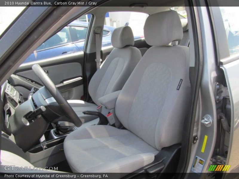 Front Seat of 2010 Elantra Blue