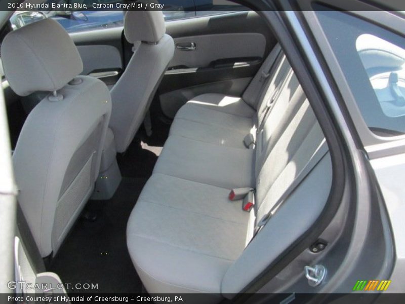 Rear Seat of 2010 Elantra Blue