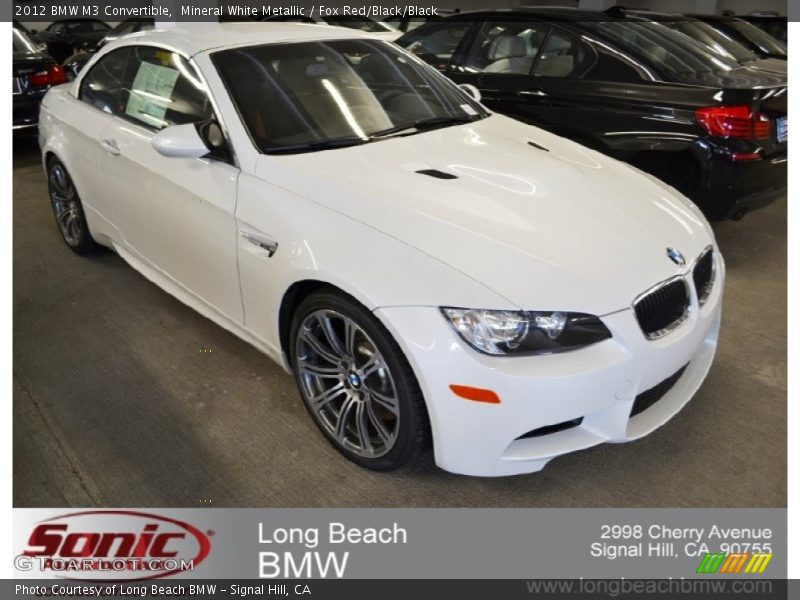 Mineral White Metallic / Fox Red/Black/Black 2012 BMW M3 Convertible
