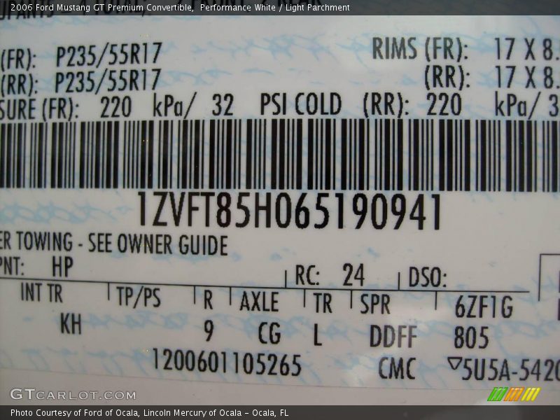 Performance White / Light Parchment 2006 Ford Mustang GT Premium Convertible