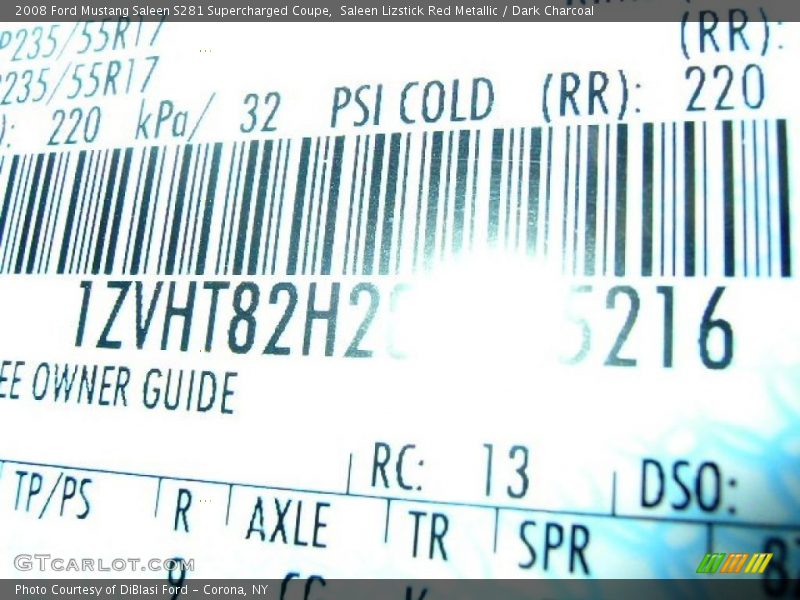 Saleen Lizstick Red Metallic / Dark Charcoal 2008 Ford Mustang Saleen S281 Supercharged Coupe