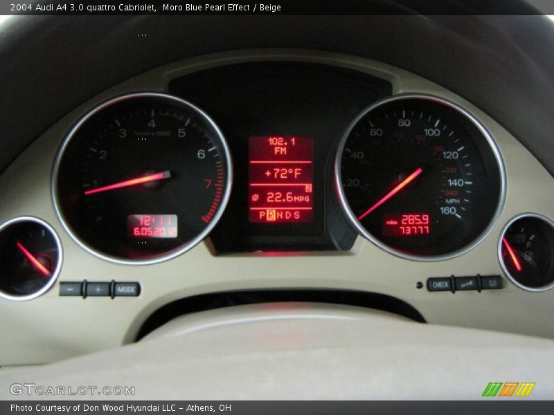 Moro Blue Pearl Effect / Beige 2004 Audi A4 3.0 quattro Cabriolet