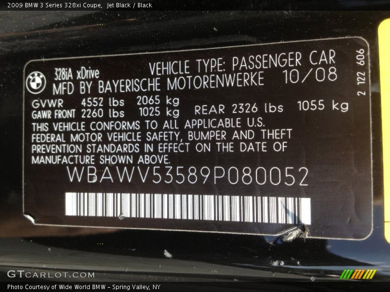 Jet Black / Black 2009 BMW 3 Series 328xi Coupe