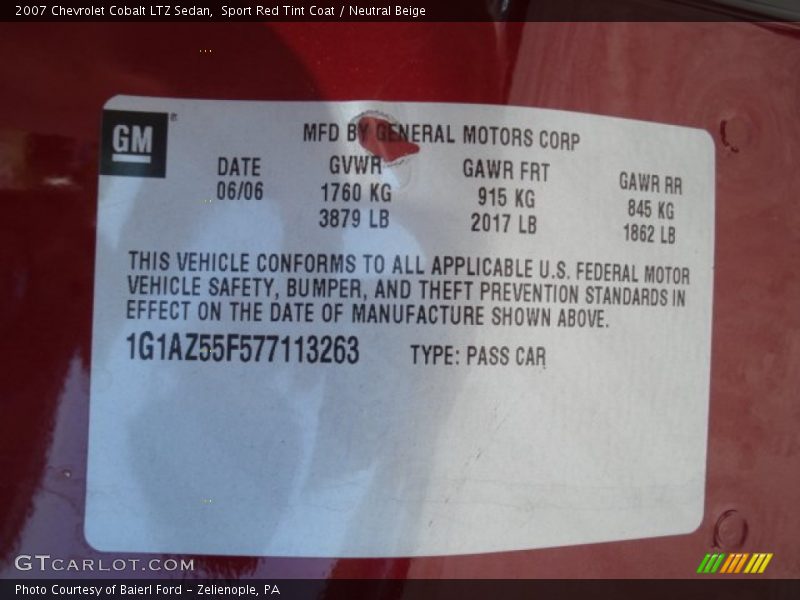 Sport Red Tint Coat / Neutral Beige 2007 Chevrolet Cobalt LTZ Sedan
