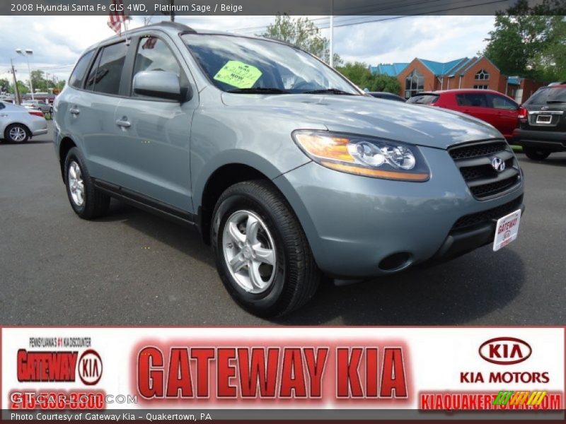Platinum Sage / Beige 2008 Hyundai Santa Fe GLS 4WD