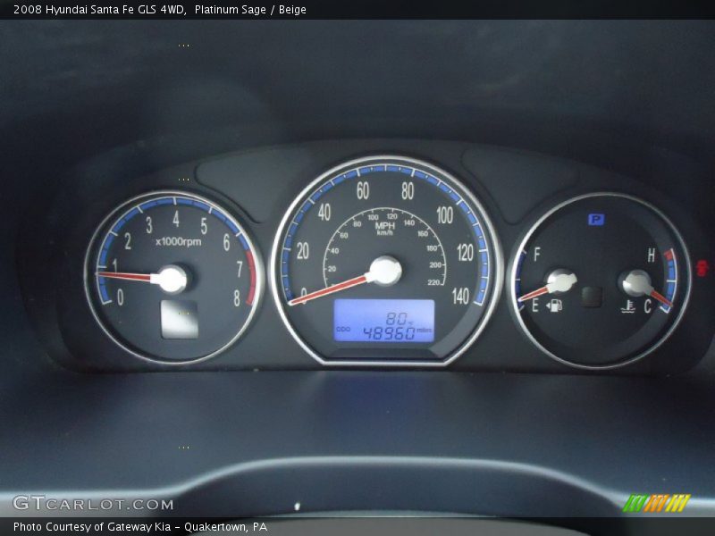 Platinum Sage / Beige 2008 Hyundai Santa Fe GLS 4WD