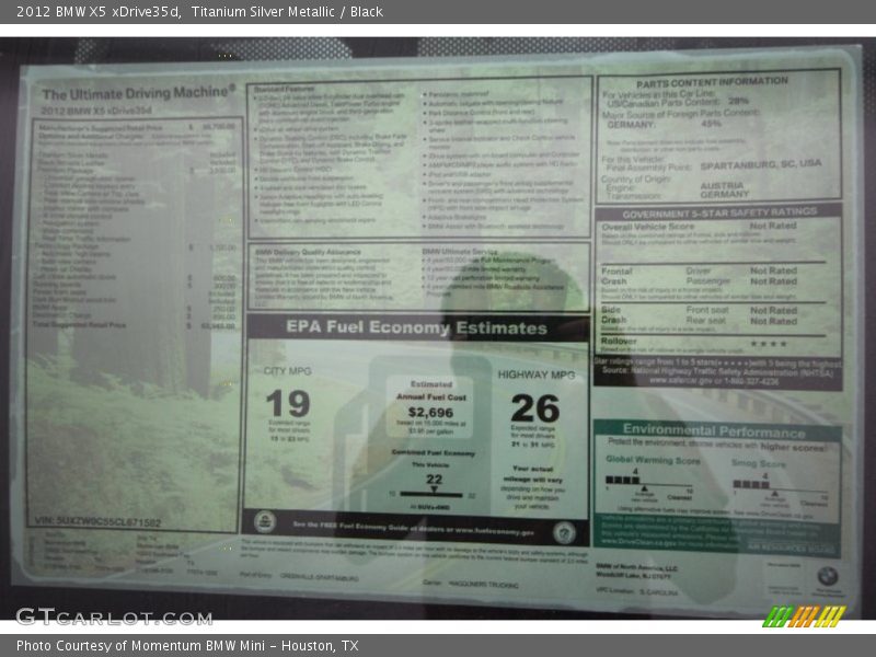 Titanium Silver Metallic / Black 2012 BMW X5 xDrive35d