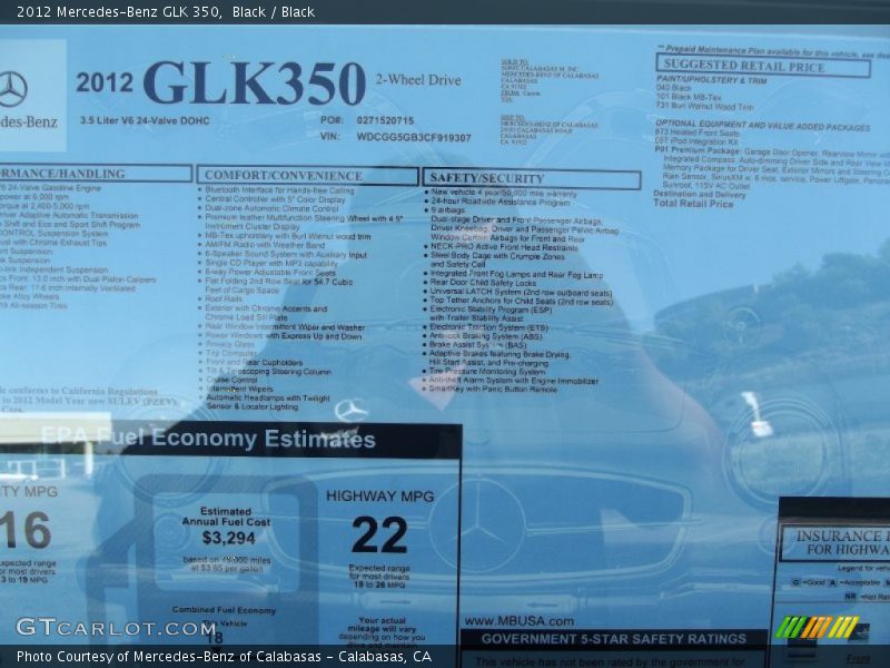 Black / Black 2012 Mercedes-Benz GLK 350