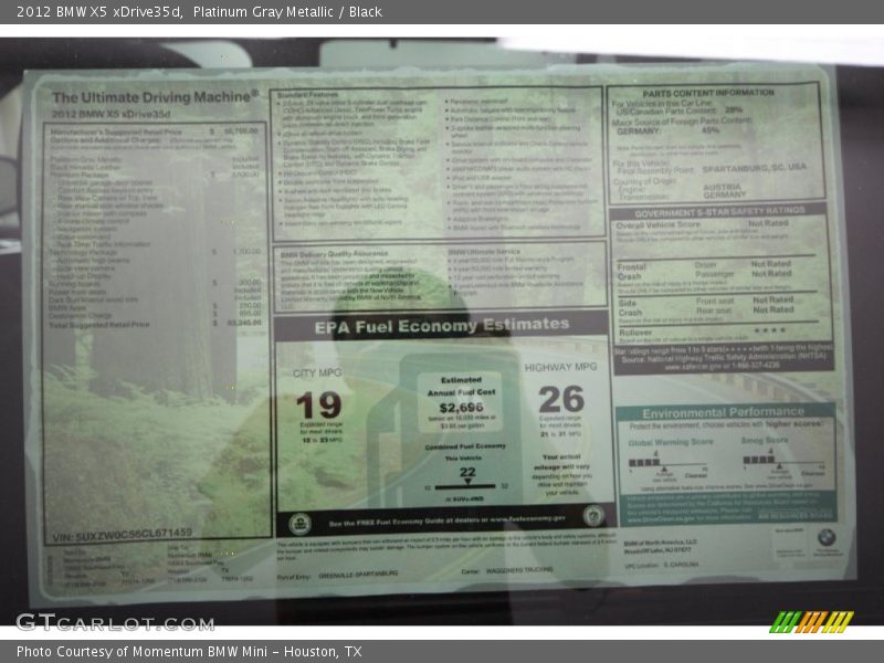 Platinum Gray Metallic / Black 2012 BMW X5 xDrive35d