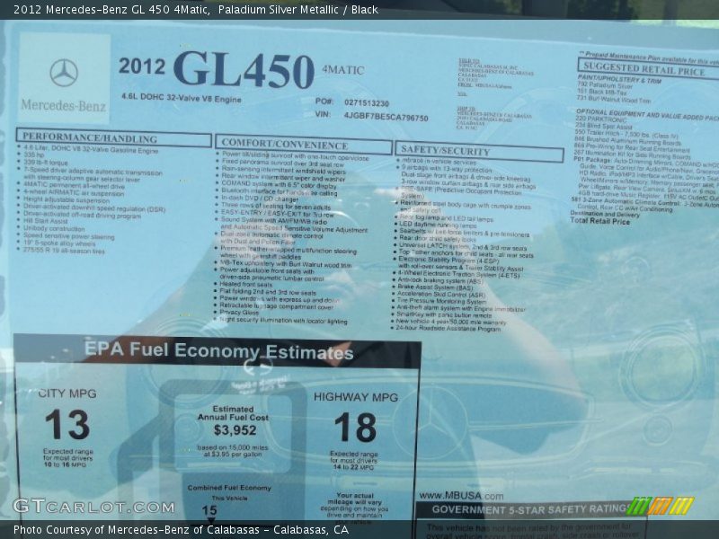 Paladium Silver Metallic / Black 2012 Mercedes-Benz GL 450 4Matic