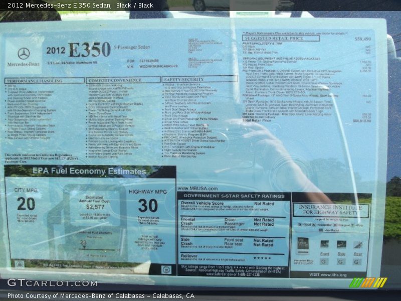 Black / Black 2012 Mercedes-Benz E 350 Sedan