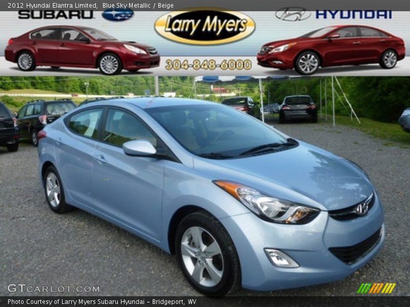 Blue Sky Metallic / Beige 2012 Hyundai Elantra Limited
