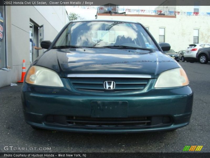 Clover Green Metallic / Beige 2002 Honda Civic LX Sedan