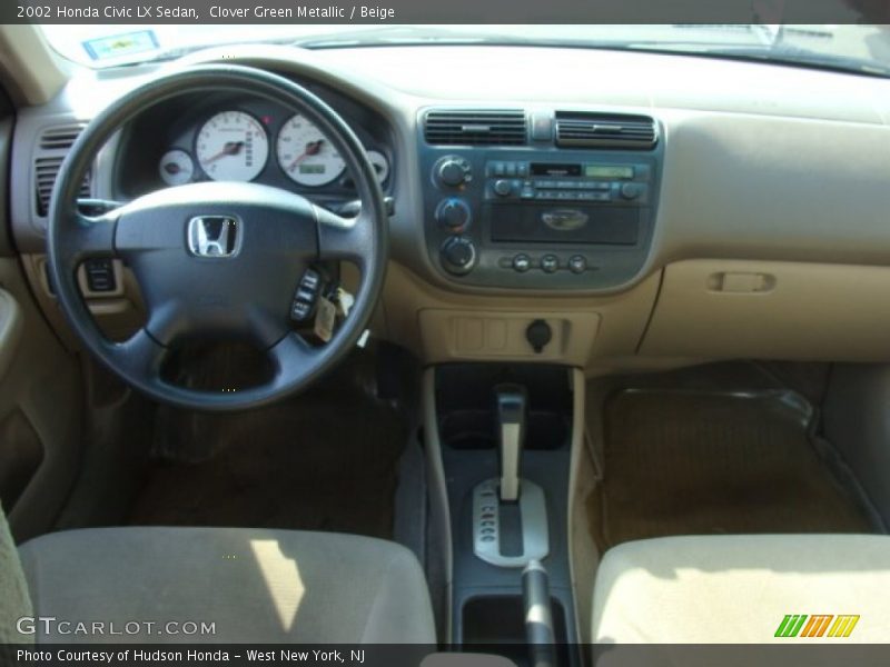 Clover Green Metallic / Beige 2002 Honda Civic LX Sedan