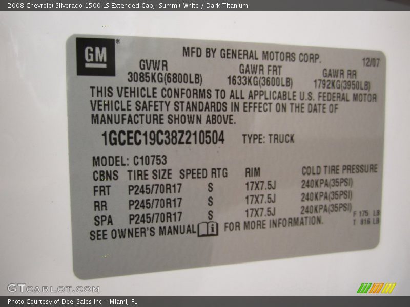 Summit White / Dark Titanium 2008 Chevrolet Silverado 1500 LS Extended Cab